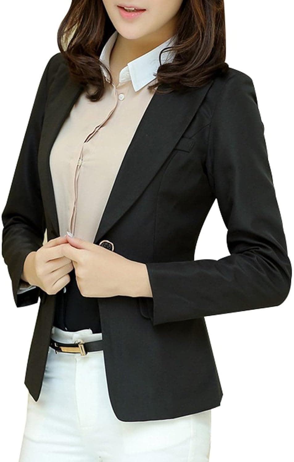 Aro Lora Women's Long Sleeve Slim Fitted Casual Work Plain Suit Jacket Blazer