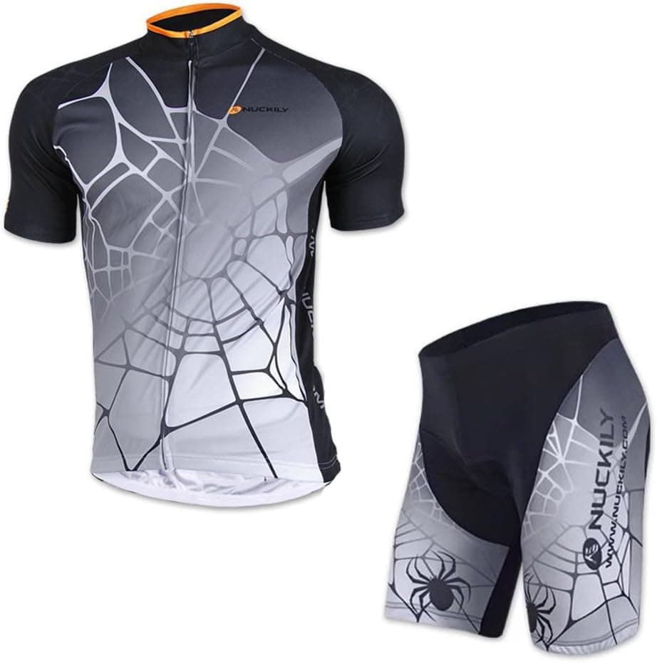 Nuckily Men's Cycling Jersey Shorts Sleeve 3D Padded Bicycle Sportswear Set Breathable Quick Dry