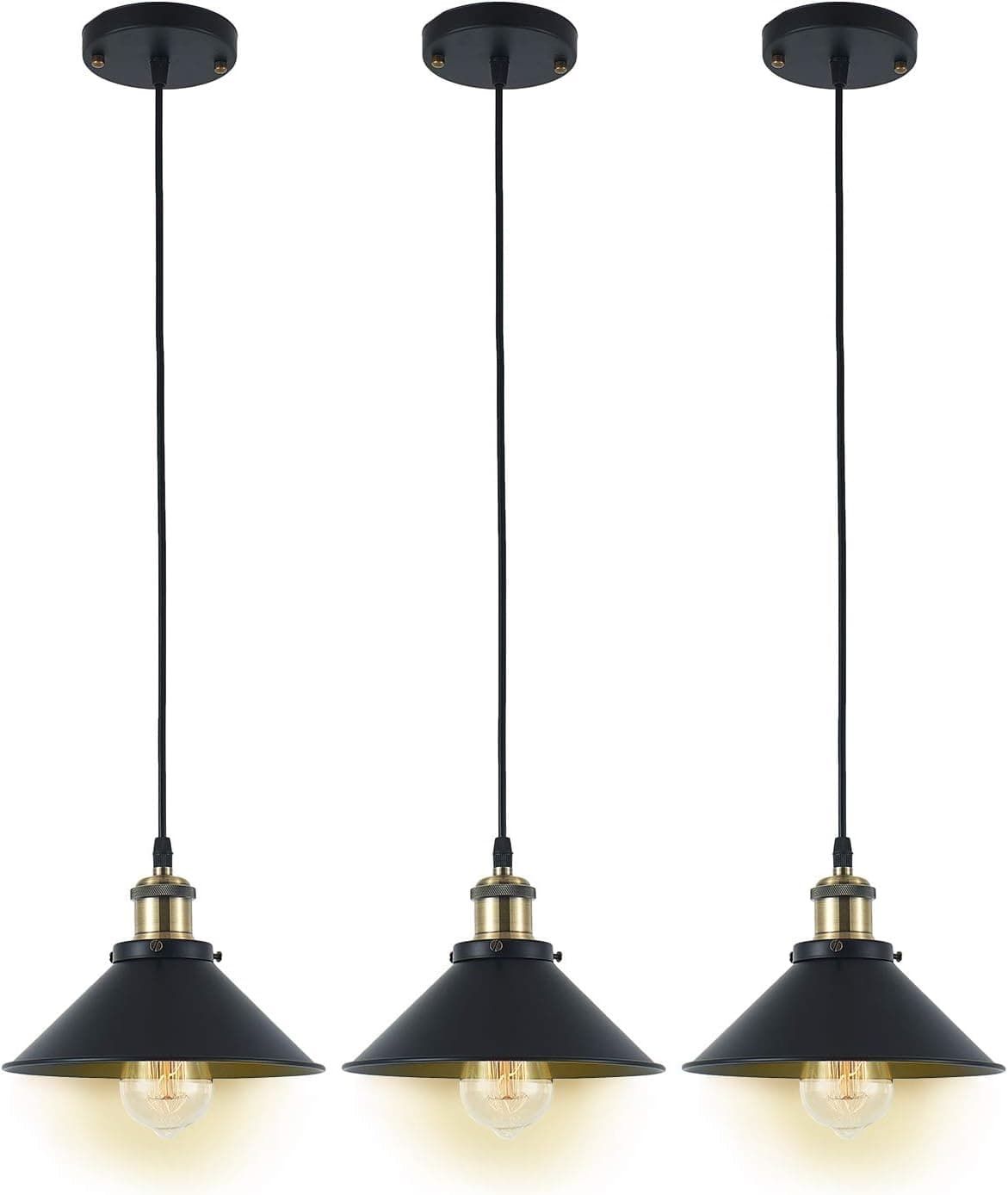 Deep Dream Industrial Pendant Light Shade Vintage Light Fixtures Pendant E26 E27 Base 3 Pack ( Without Bulbs )