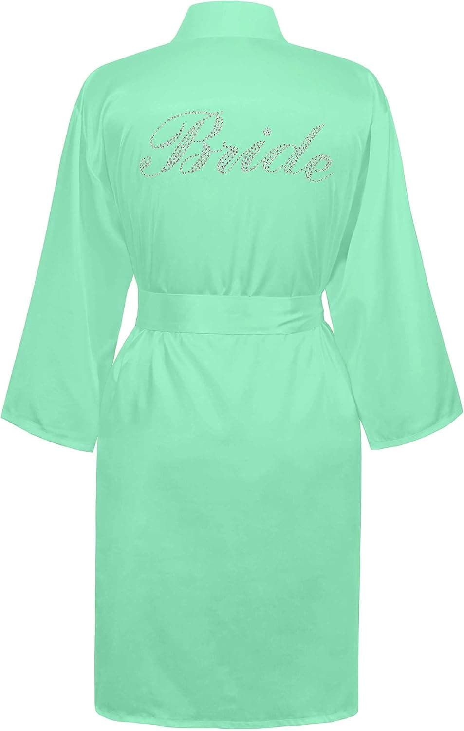Swhiteme Bridal Robe with Rhinestones, 3/4 Sleeves