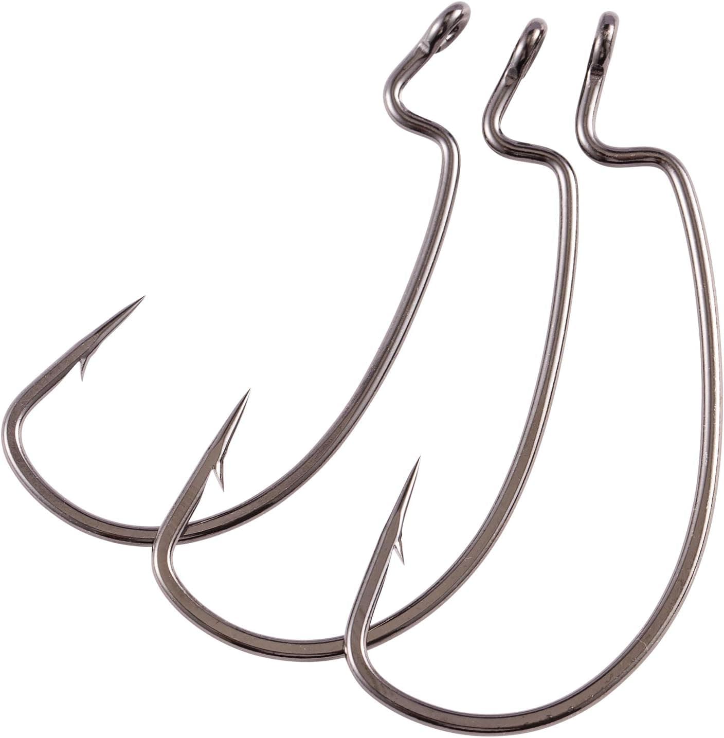 Bassdash 30-Pack EWG Worm Hooks 4/0 3/0 2/0 Bass Fishing Texas and Carolina Rigging Hooks