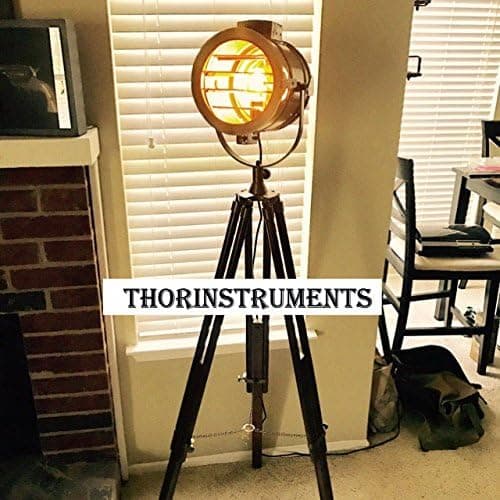 THORINSTRUMENTS (with device) Designer Study Room Decor Vintage SPOT Light LAMP Floor Brown Tripod Stand Rustic Vintage Home Decor Gifts