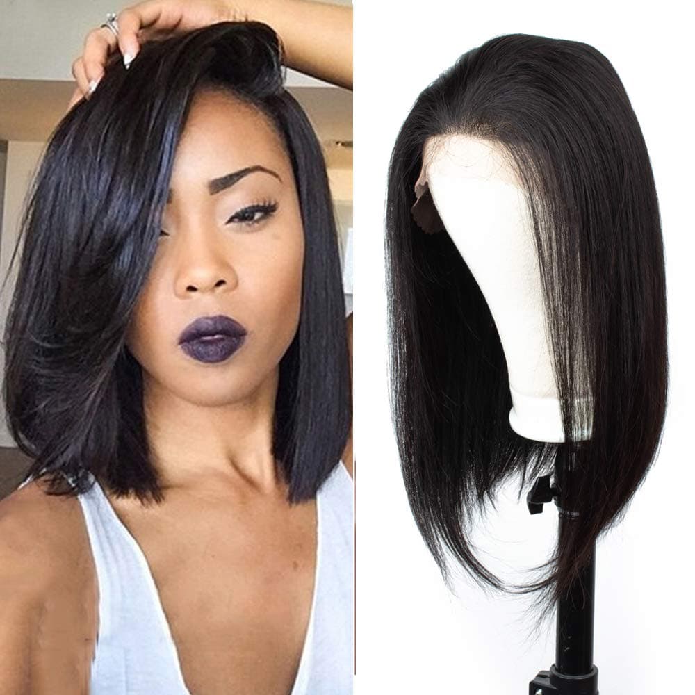 Beaudiva Hair Lace Front Wigs Human Hair, 130% Density Brazilian Straight Human Hair Pre Plucked with Baby Hair 8A Human Hair Wigs for Black Women 14inch