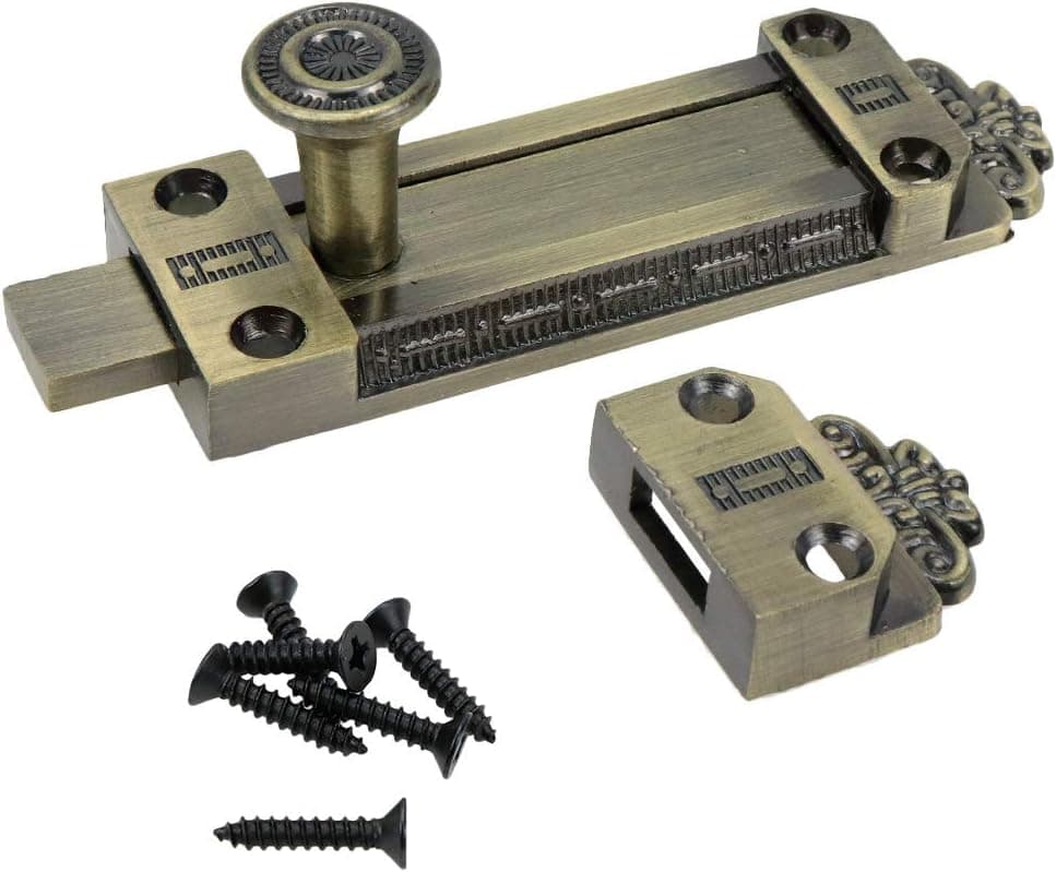 Aotoly 4" x 1" Zinc Alloy Sliding Door Latch Barrel Bolt Cabinet Lock with Mounting Screws, 2 Packs Bronze Slide Door Gate Latch