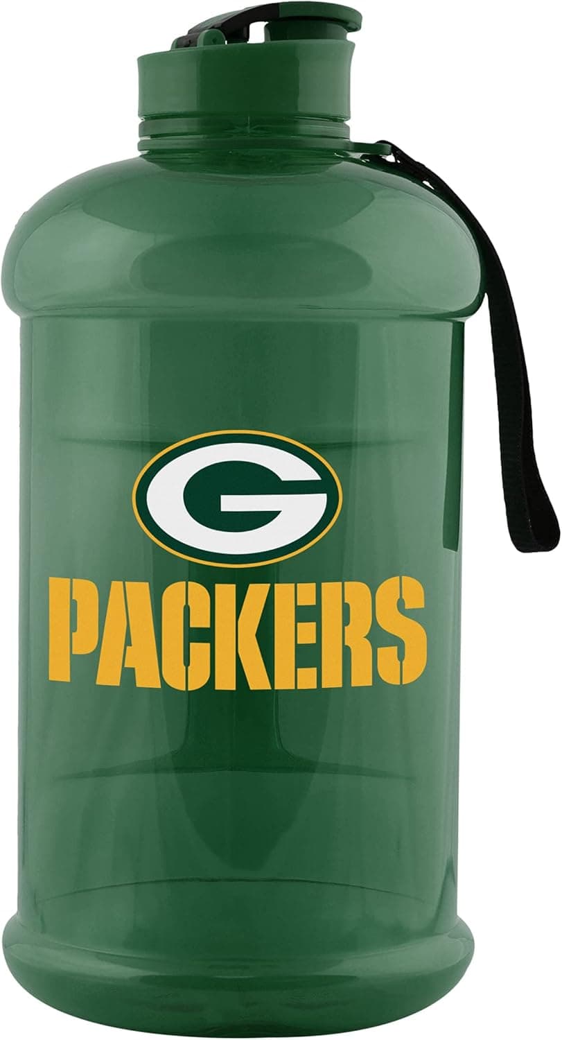 FOCO NFL unisex-adult NFL Team Logo 2L Plastic Clear Large Sports Jug Water Bottle