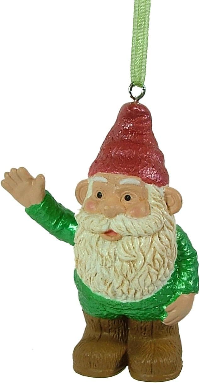 On Holiday New Green Garden Gnome Lawn Dwarf Mushroom Christmas Tree Ornament