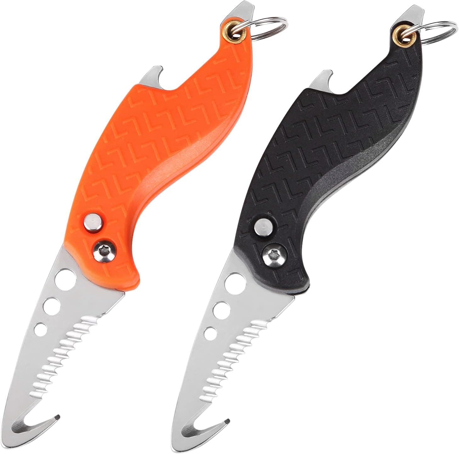 ITOKEY Multitool Keychain knife, 2 Pack Small Pocket Box/ Seatbelt/ Strap Cutter with Bottle Opener, Screwdriver, Razor Sharp Blade, EDC Folding Utility Knives Key Chains for Women Men Everyday Carry