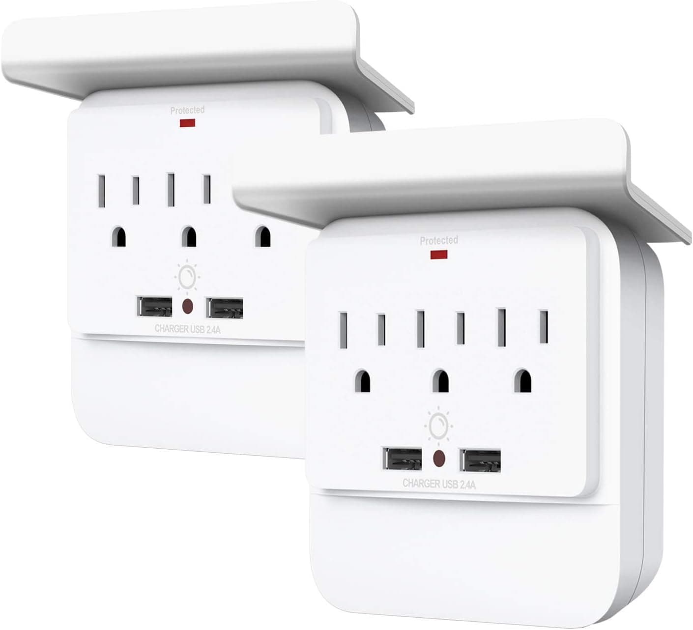 Multi Plug Outlet Extender with USB,Socket Outlet Shelf,Wall Mount Expander with 900J,3 Power Outlet 2 USB Ports,ETL Certified(2)