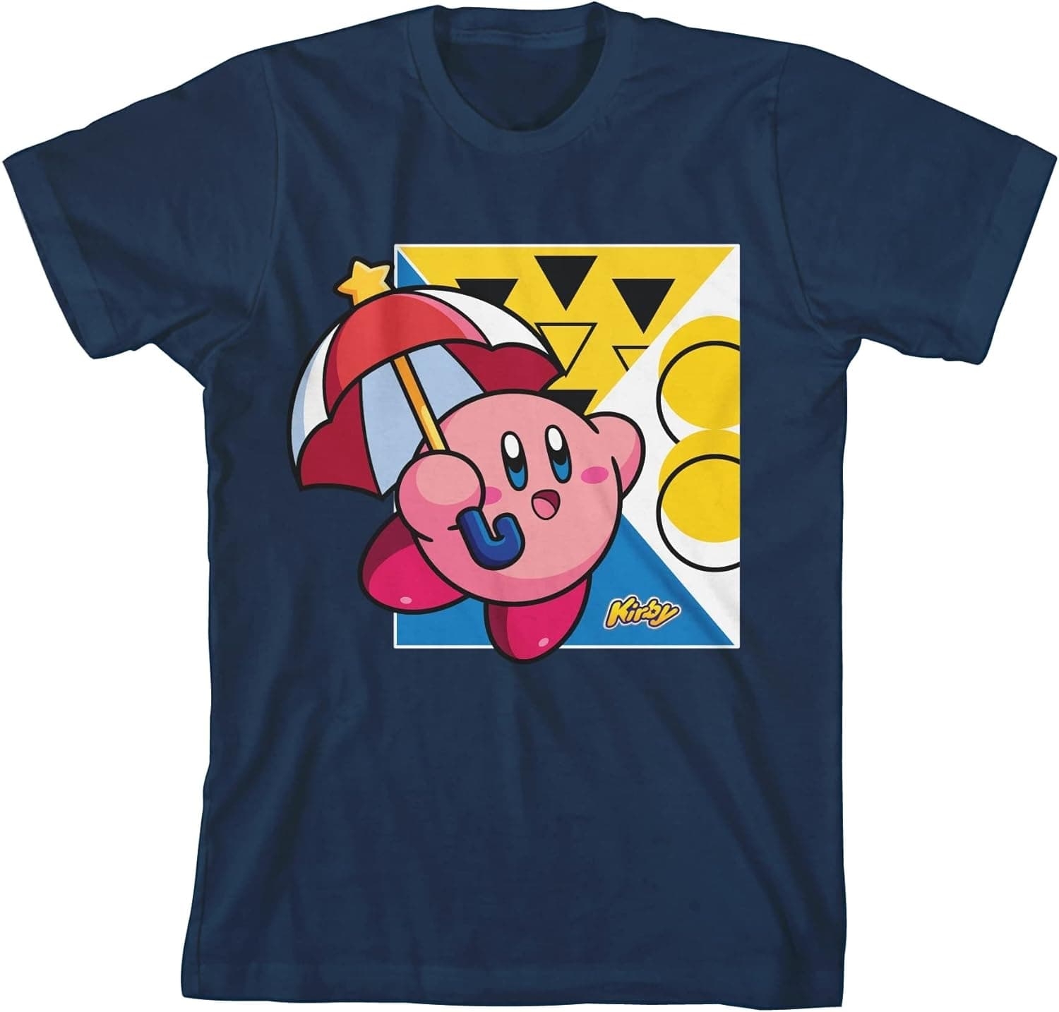 Kirby Parasol Food Collage Boy's Navy Blue Tshirt