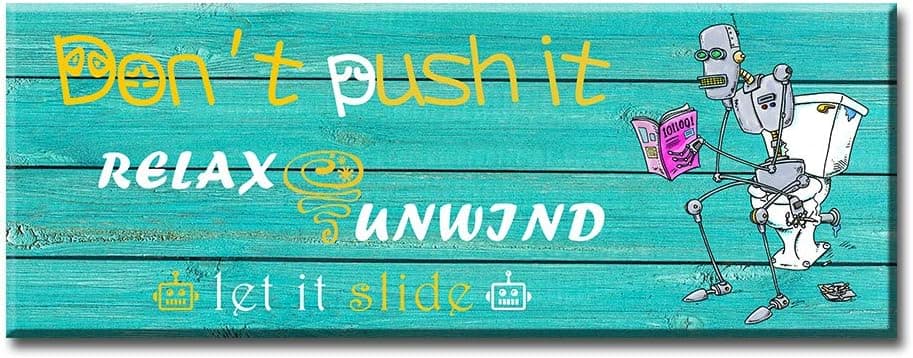 DJSYLIFE Funny Bathroom Rule Canvas Wall Art Sign Decor Picture Print for Home Artwork Decorative Stretched and Framed Ready to Hang 6 X 16 inch