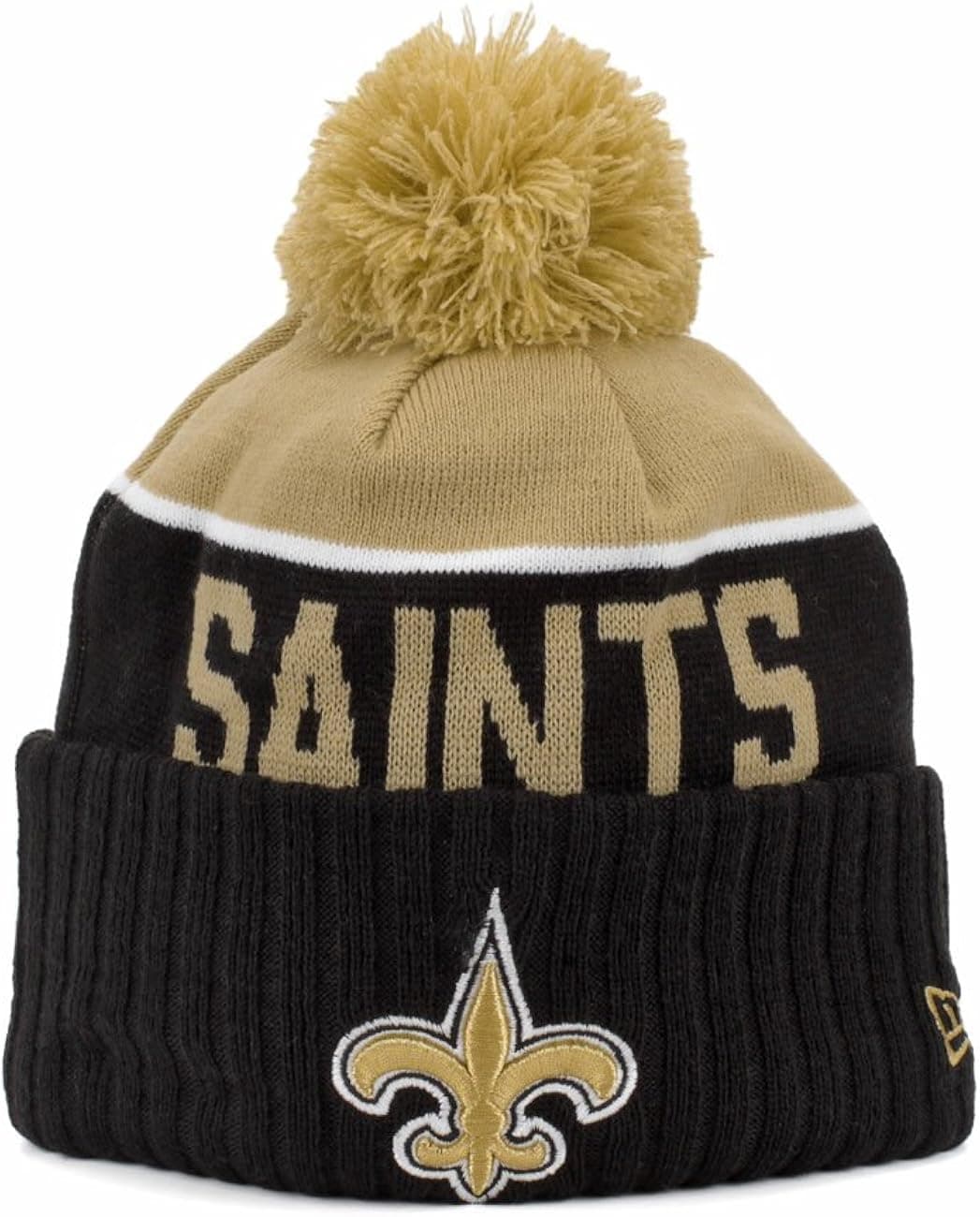 New Era 2015 On Field Sport Knit New Orleans Saints Beanie (Black/Gold) Pom Hat