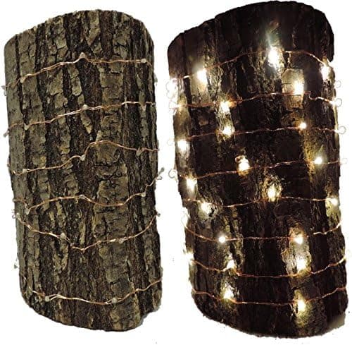 Kringle Bros 120 Warm White Copper Wire LED Fairy Lights, 20 ft of Bendable Copper Wire and a 13 ft Black Lead Cord. 33ft Total Length. Includes Low Voltage AC Adapter