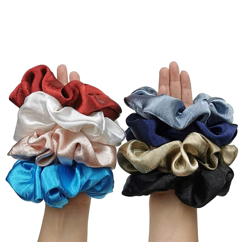 8 Pcs Silk Like Large Scrunchies for Hair Elastic Bands Women Hair Ties