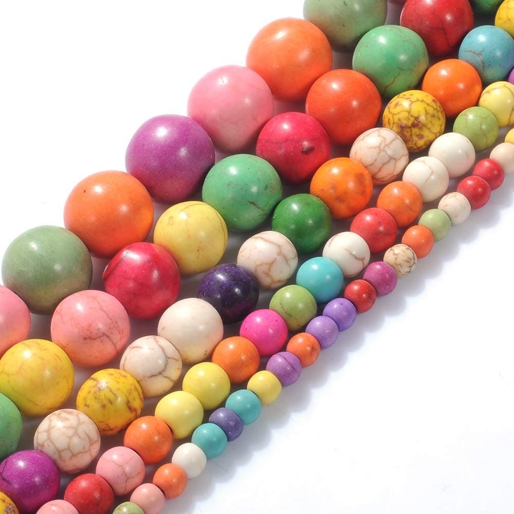 4MM 6MM 8MM 10MM12mm Round Multicolor Natural Stone Beads Colorful Turquoise Beads Jewelry Findings for DIY Jewelry Making (4mm)
