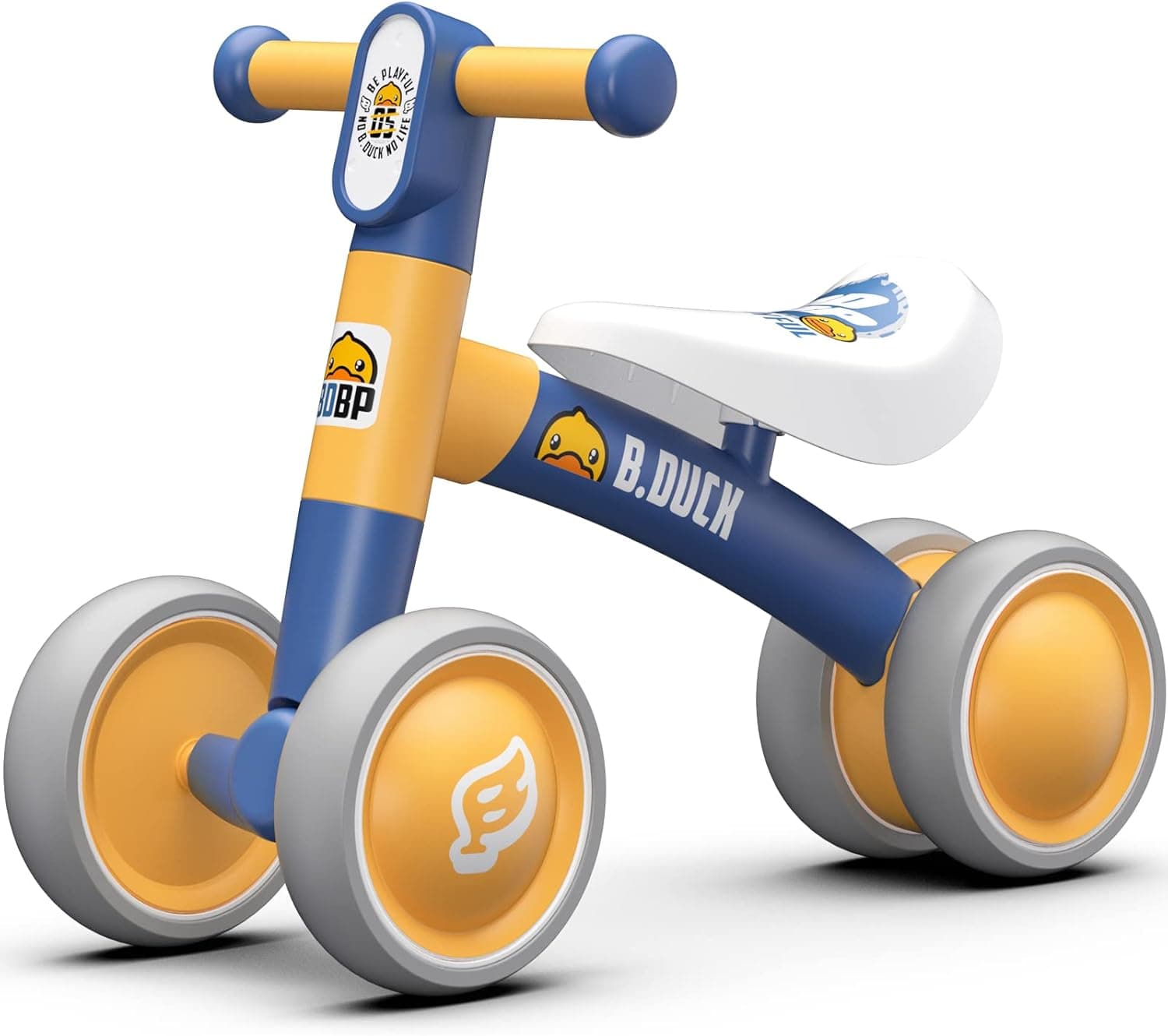 Deraito Baby Balance Bike, B.Duck Baby Bike Toys for 1-3 Year Old Boy Girl Gifts, Anti-Drop 4 Wheels Riding Toys for 12-36 Months Kids Toddler, Best First Birthday Gift