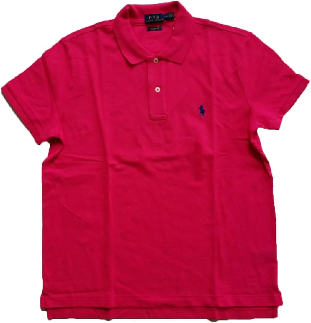 Polo Ralph Lauren Women's Classic Fit Mesh Polo Shirt (Large, Pink/Blue Pony)