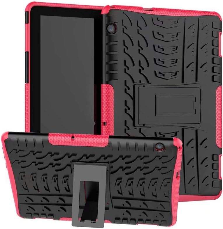 Lantier Hybrid Shockproof Impact Protection Tough Hard Rugged Heavy Duty Combo Dual Layer Protective Case with Kickstand for Huawei MediaPad T5 10.1 inch 2018 Rose
