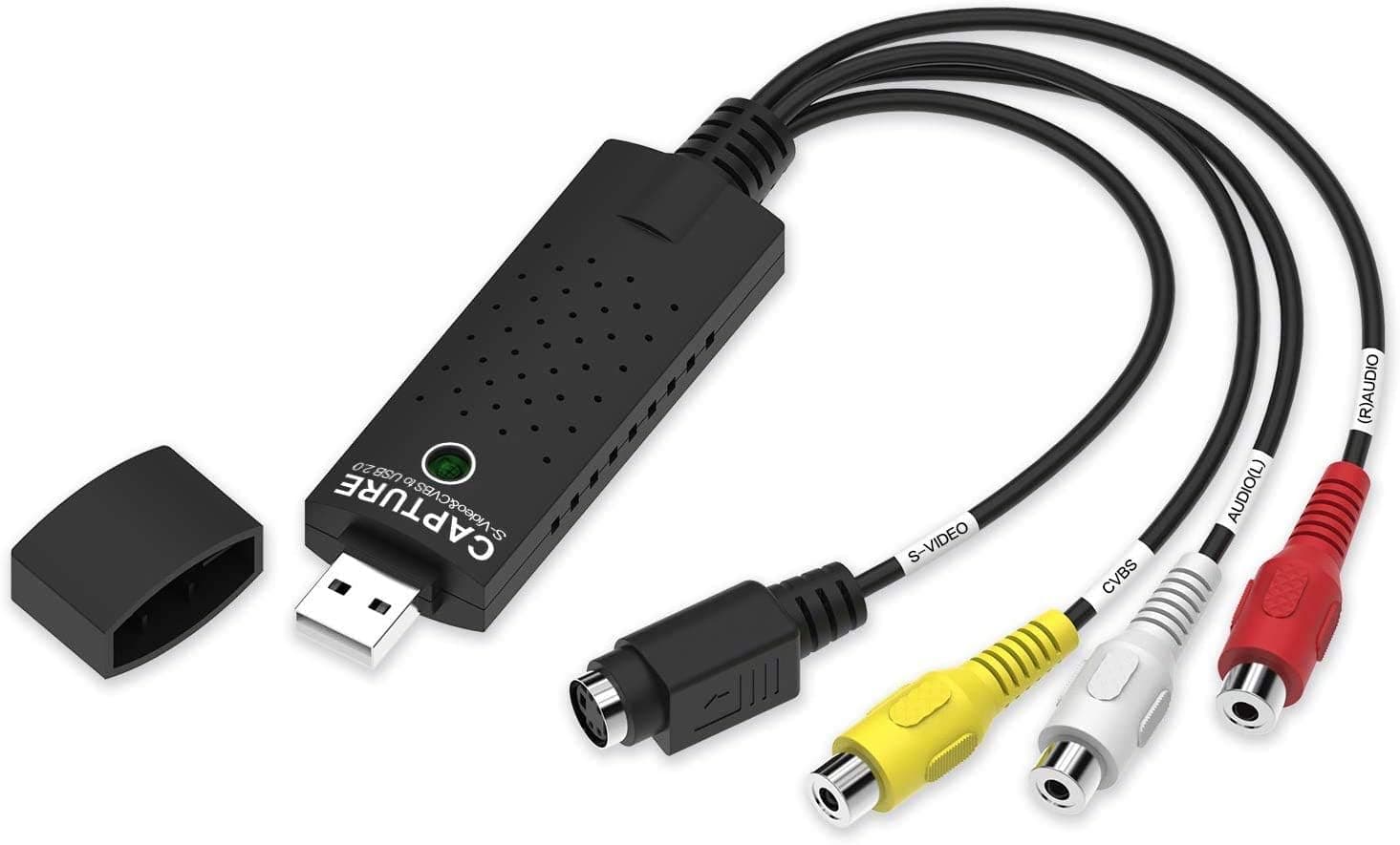 USB Video Capture Audio Converter, VHS VCR TV to DVD Device , Digitize Old Videos, Capture Analog Video to Digital for Mac or Windows 10/Win 8/Win 7/Vista