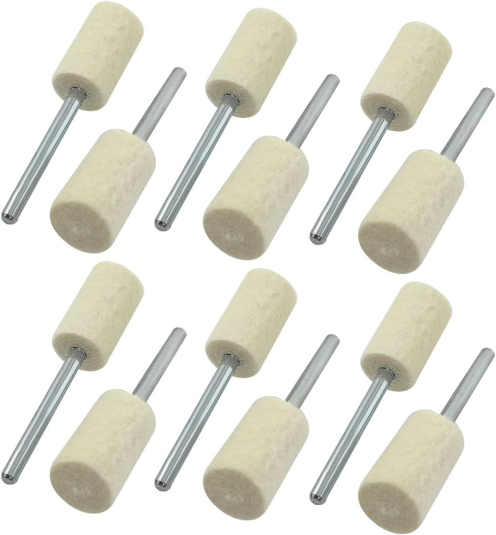 12 Pcs Buffing Polishing 3mm Shank 10mm Hard Cylindrical Felt Bobs