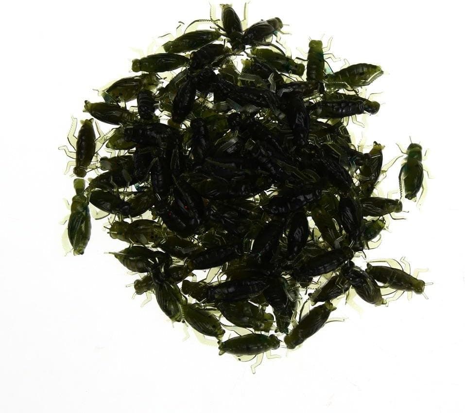 Everpert 100pcs Outdoor Lightweight Soft Fishing Lures Cricket Insect Baits 0.8g 2cm