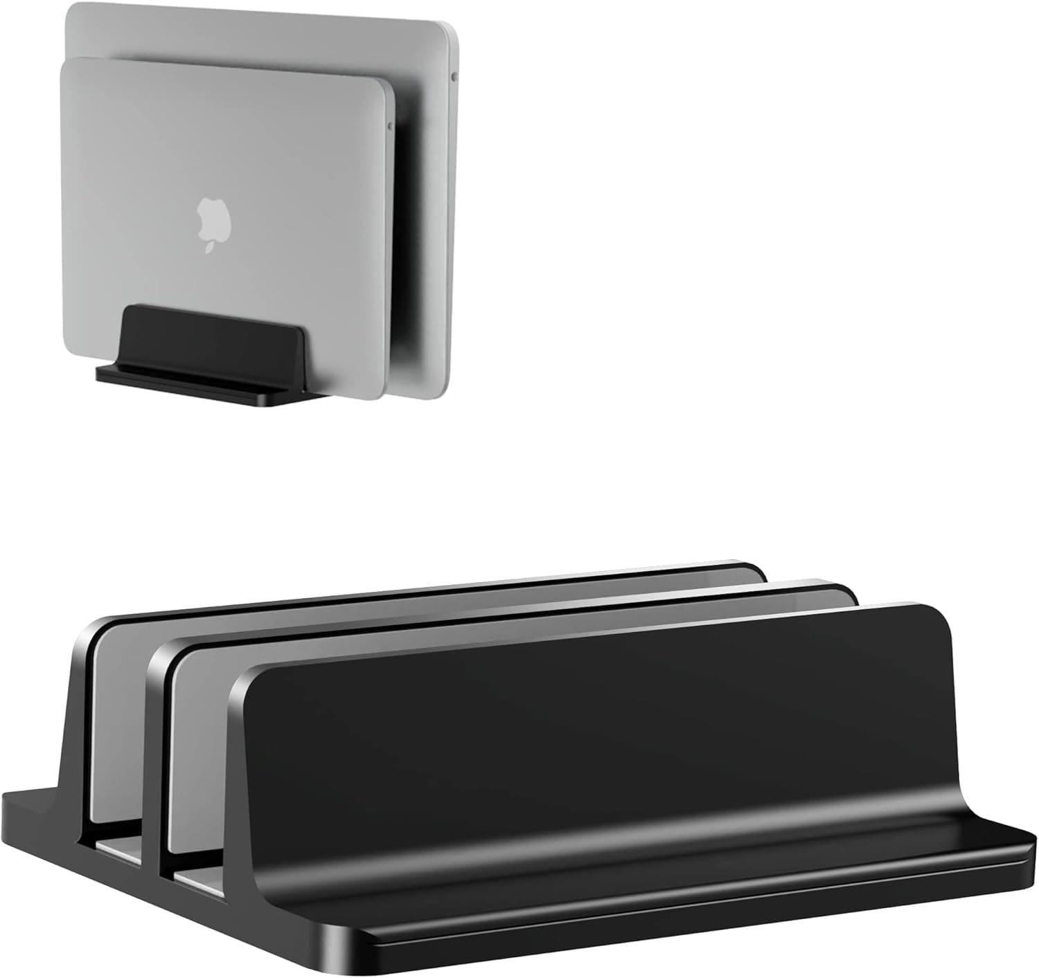 [Upgraded Dock Version] Vertical Laptop Stand, Adjustable 2 Slot Aluminum Desktop Holde(Up to 17.3 inch), Fits All MacBook/Microsoft Surface/HP/Dell/ChromeBook/iPad and Gaming Laptops (Black)