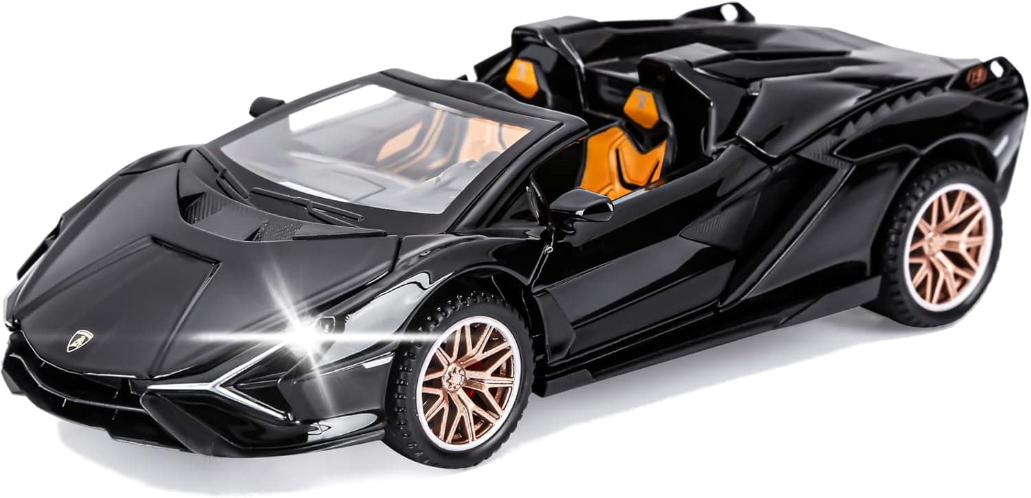 SASBSC Toy Cars for Kids Sian FKP3 Model Car with Light and Sound Die Cast Metal Car Toys for 3-12 Year Old Boys Girls(Black) …