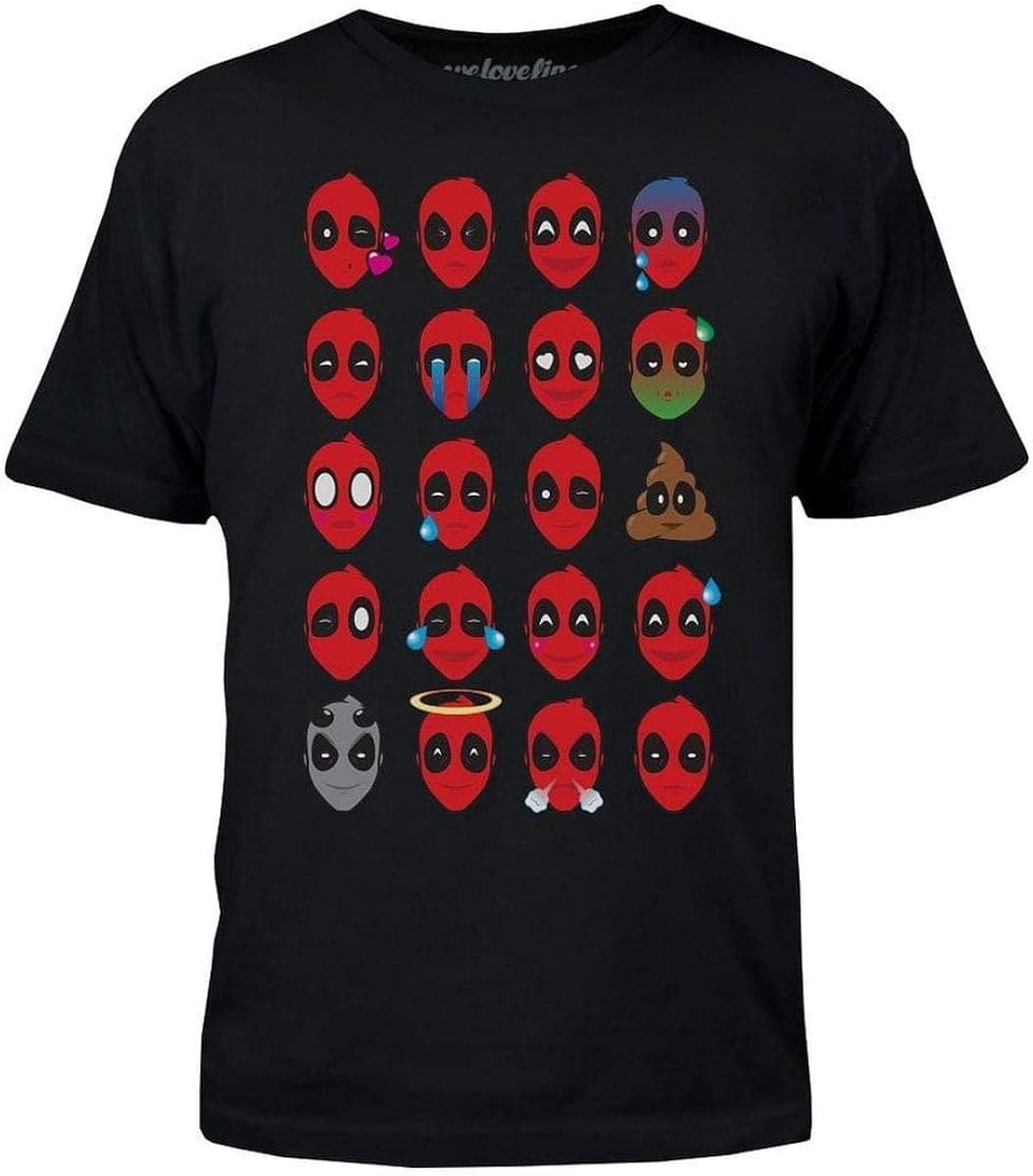 Deadpool Emojis T-Shirt - 2X Black,red