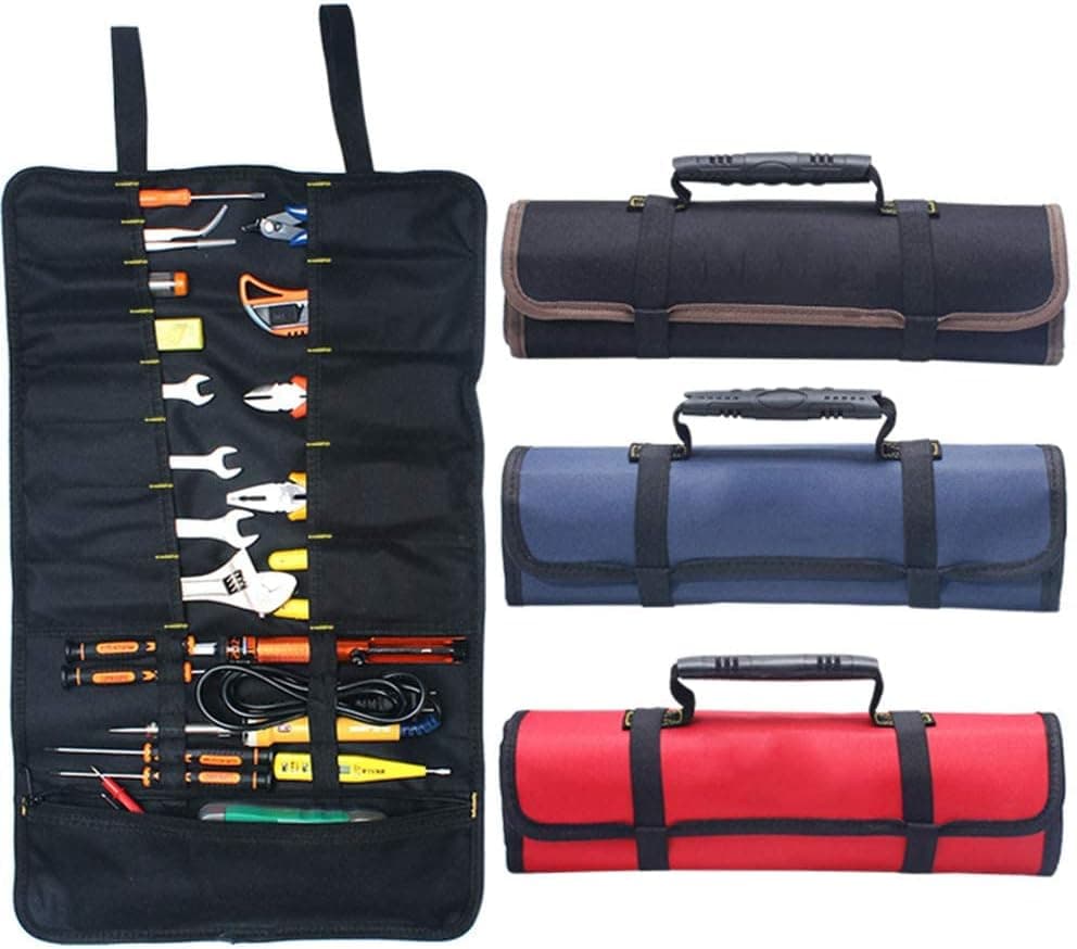 Kani Large Wrench Roll Up Tool Roll Pouch Bag with 22 Pockets, Waterproof Canvas Wrench Roll Organizer Bag for Craftwork Handyman Electrician