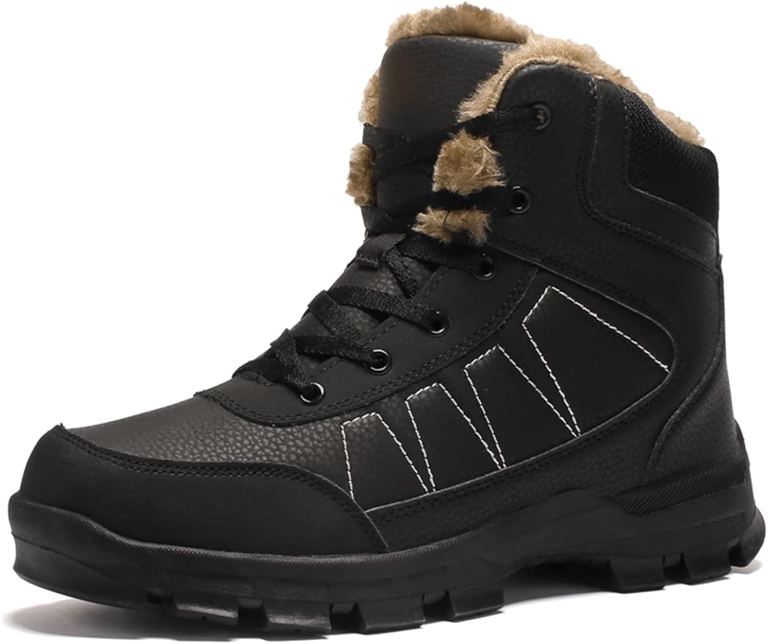 LUPWEE Men's Winter Snow Hiking Boots Waterproof Winter Hiking Shoes Lightweight Non-slip Ankle-high Work Boots for Men Outdoor Backpacking Trekking, 868-Black, 10.5