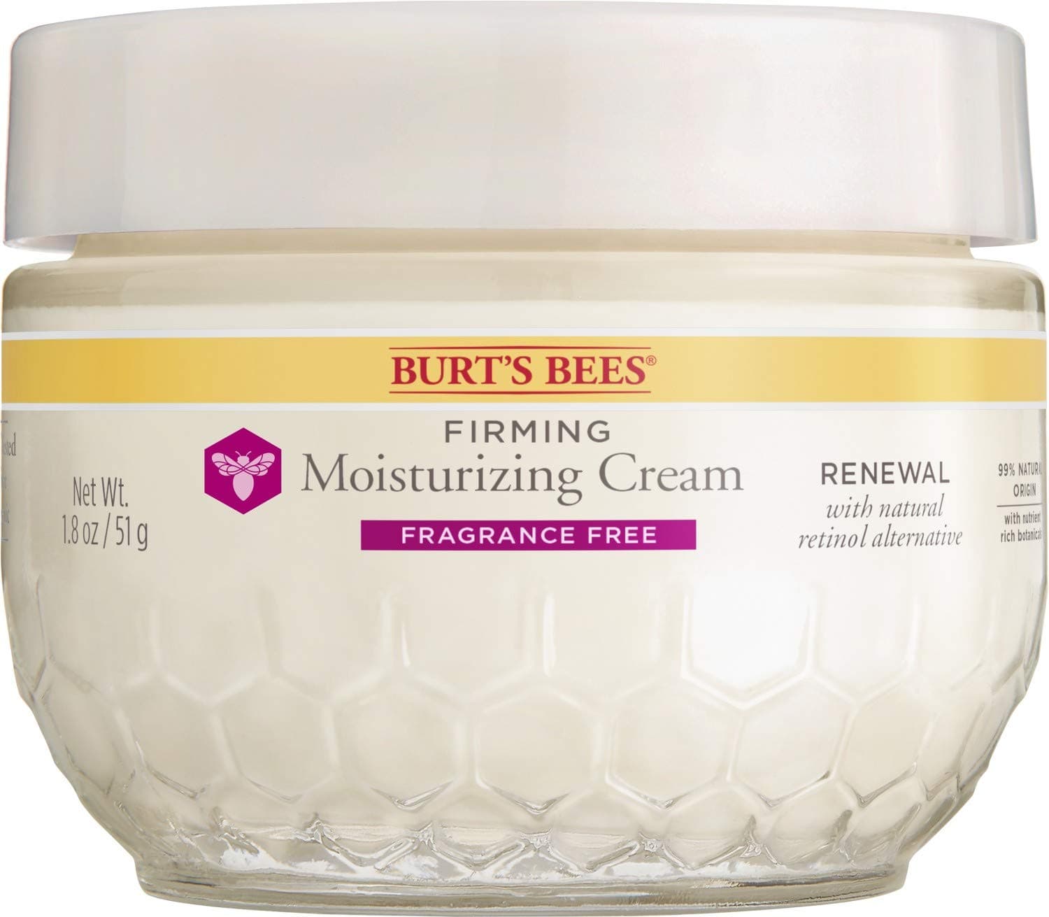 Face Cream, Burt's Bees Retinol Alternative, Firming & Moisturizing Facial Care, Fragrance Free, All Natural, 1.8 Ounce