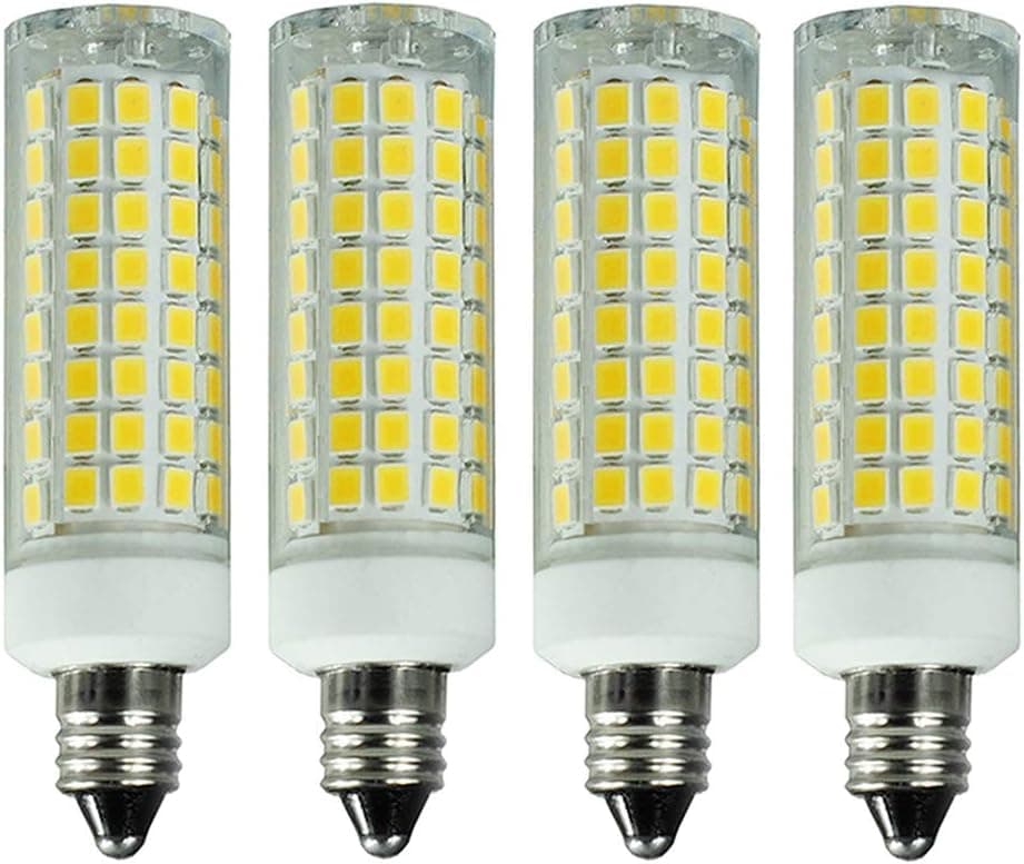 XYTGD LED E11 Bulb, 8W E11 Led Bulb Equivalent 100W 75W Halogen Bulb Dimmable AC110V 120V130V 75w 100w led JD T3/T4 Mini Candelabra Base, Soft Daylight White 6000K【4Pack】