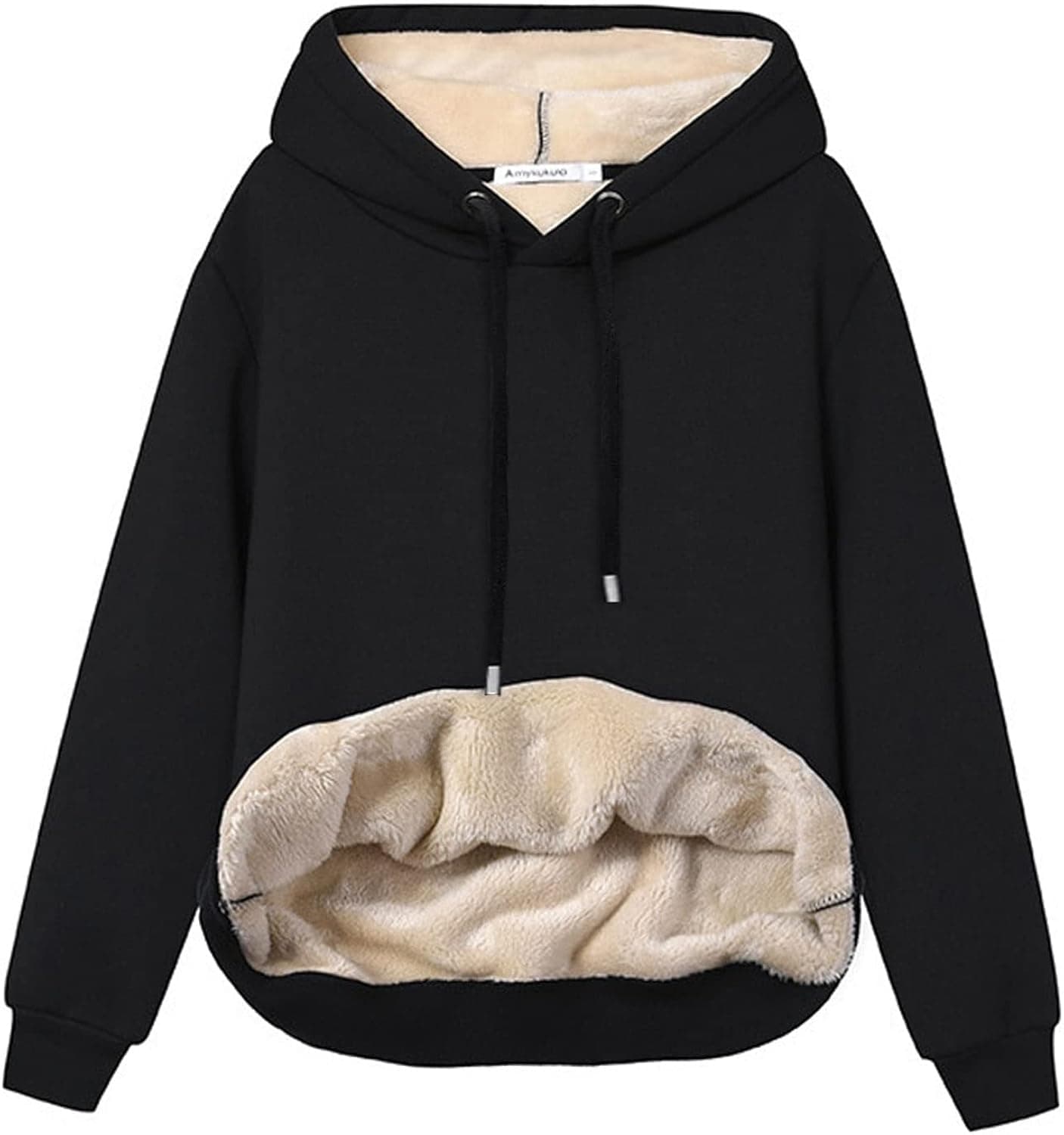 Arssm Women’s Solid Color Fleece Sherpa Lined Pullover Hooded Sweatshirt