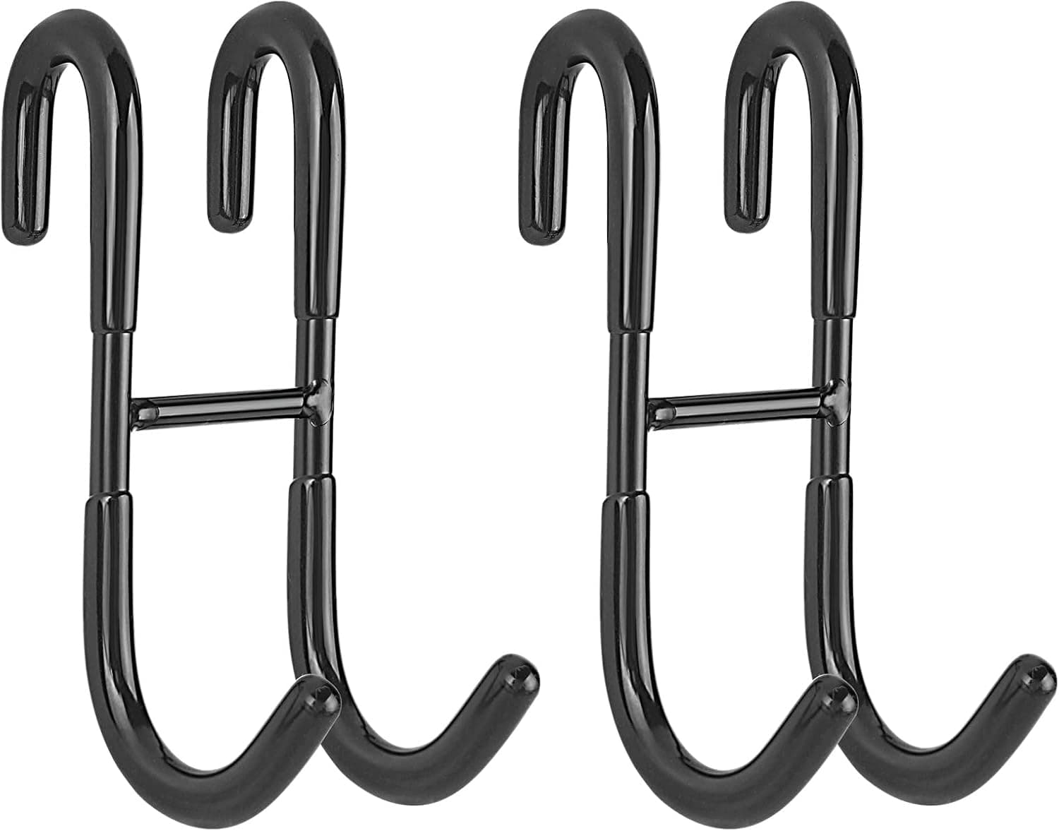 Simtive Shower Door Hooks (2-Pack), Towel Hooks for Bathroom Frameless Glass Shower Door, Shower Squeegee Hooks, Black