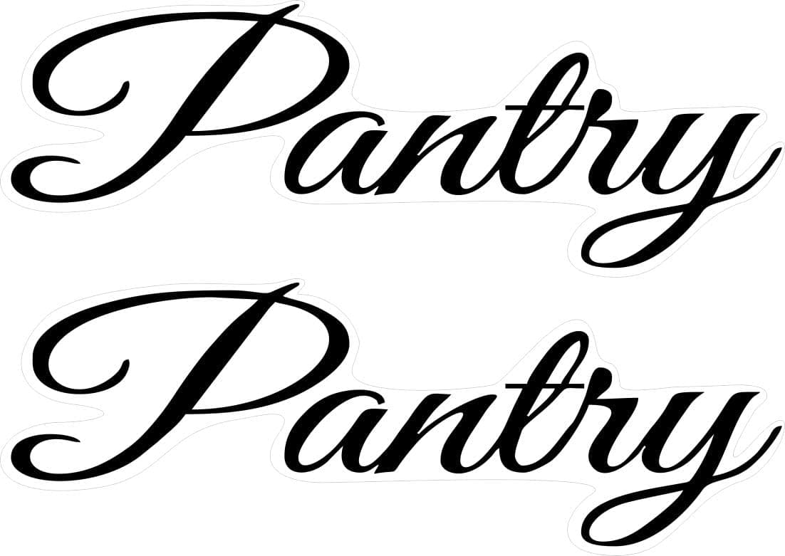 Printed On Clear Adhesive Vinyl, No Background - PANTRY - (2 Pack) 9.5" x 3.25", Black Decal Sticker