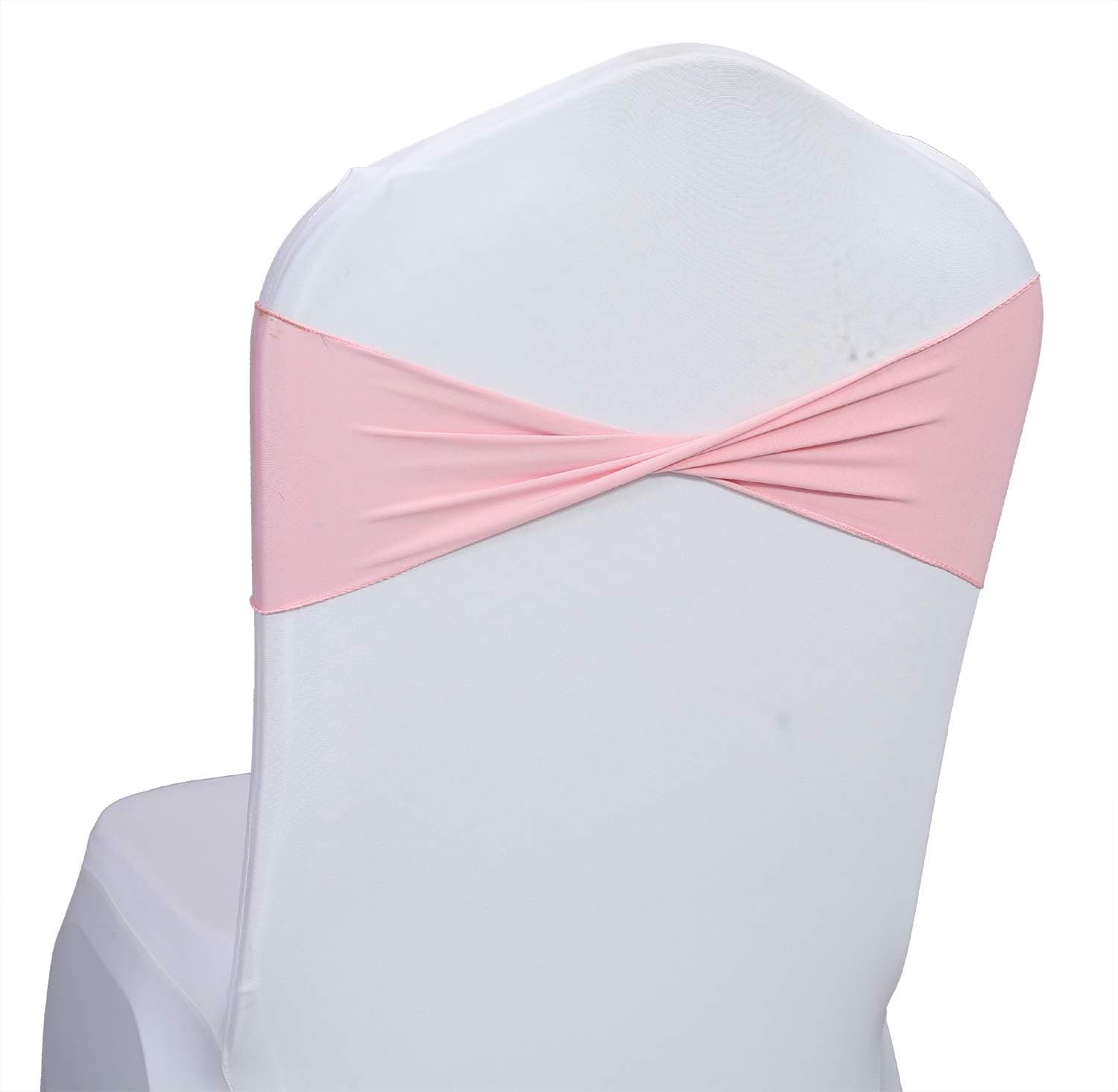 MDS Pack of 50 Spandex Chair Sashes Bow sash Elastic Chair Bands Ties Without Buckle for Wedding and Events Decoration Spandex Slider Sashes Bow - Blush Pink