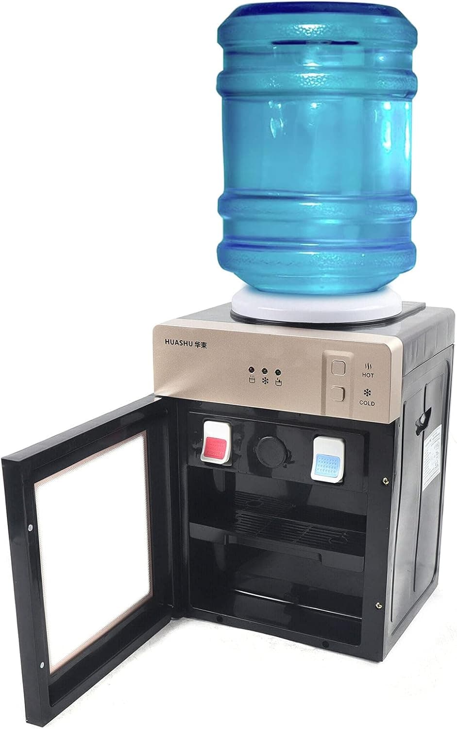 Electric Water Cooler Dispenser, 110V Countertop Hot and Cold Water Cooler Dispenser 14.2''x9.45''x10.7'' Top Loading Automatic Drinking Machine for 3.5L 5L 10L 18.9L Bottle Water
