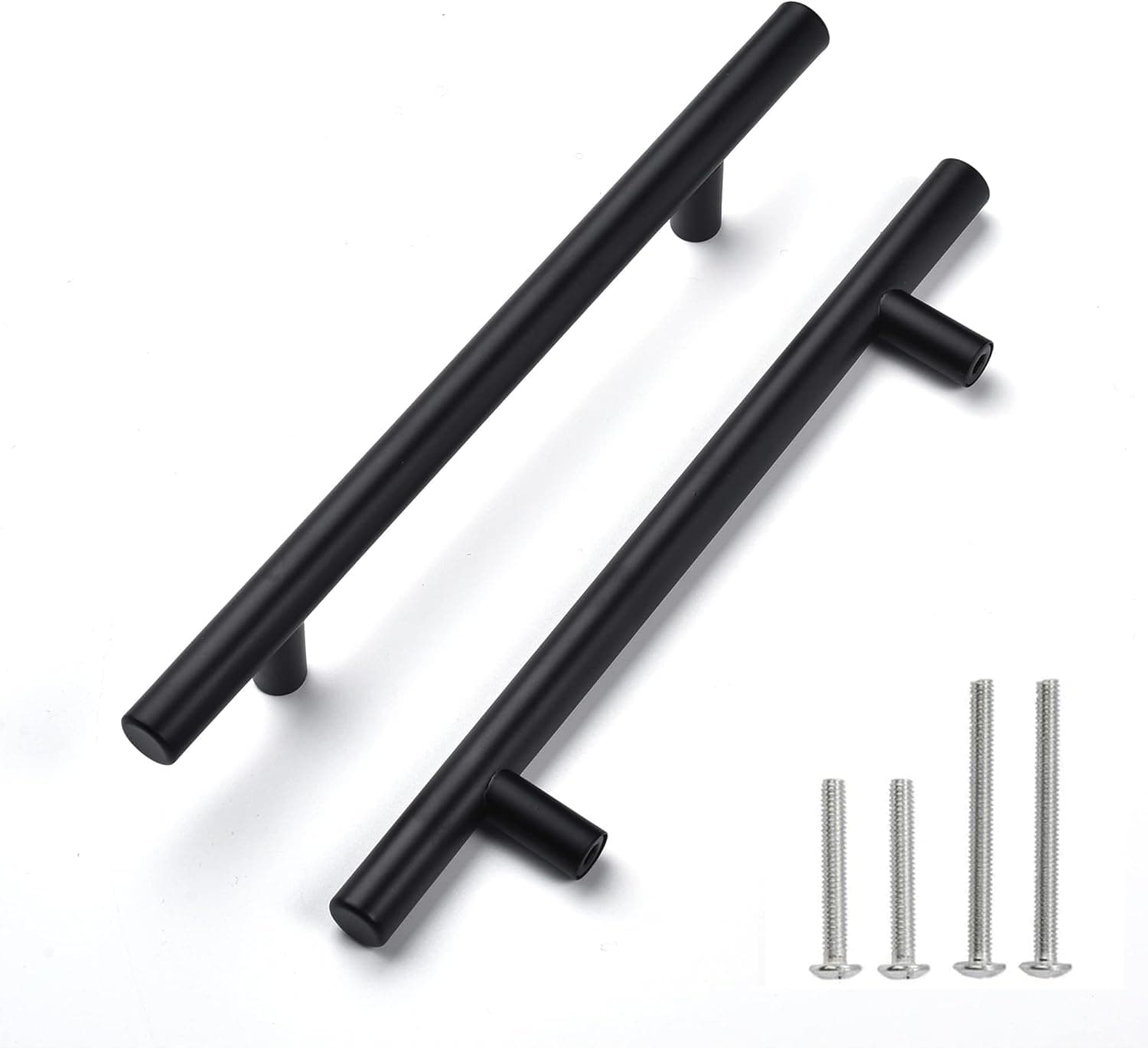 Redunest Cabinet Pulls Matte Black Cabinet Handles, 3 Pack 5 Inch Stainless Steel Kitchen Cupboard Handles Drawer Pulls, Cabinet Hardware Bar Handles, 128mm Hole Centers