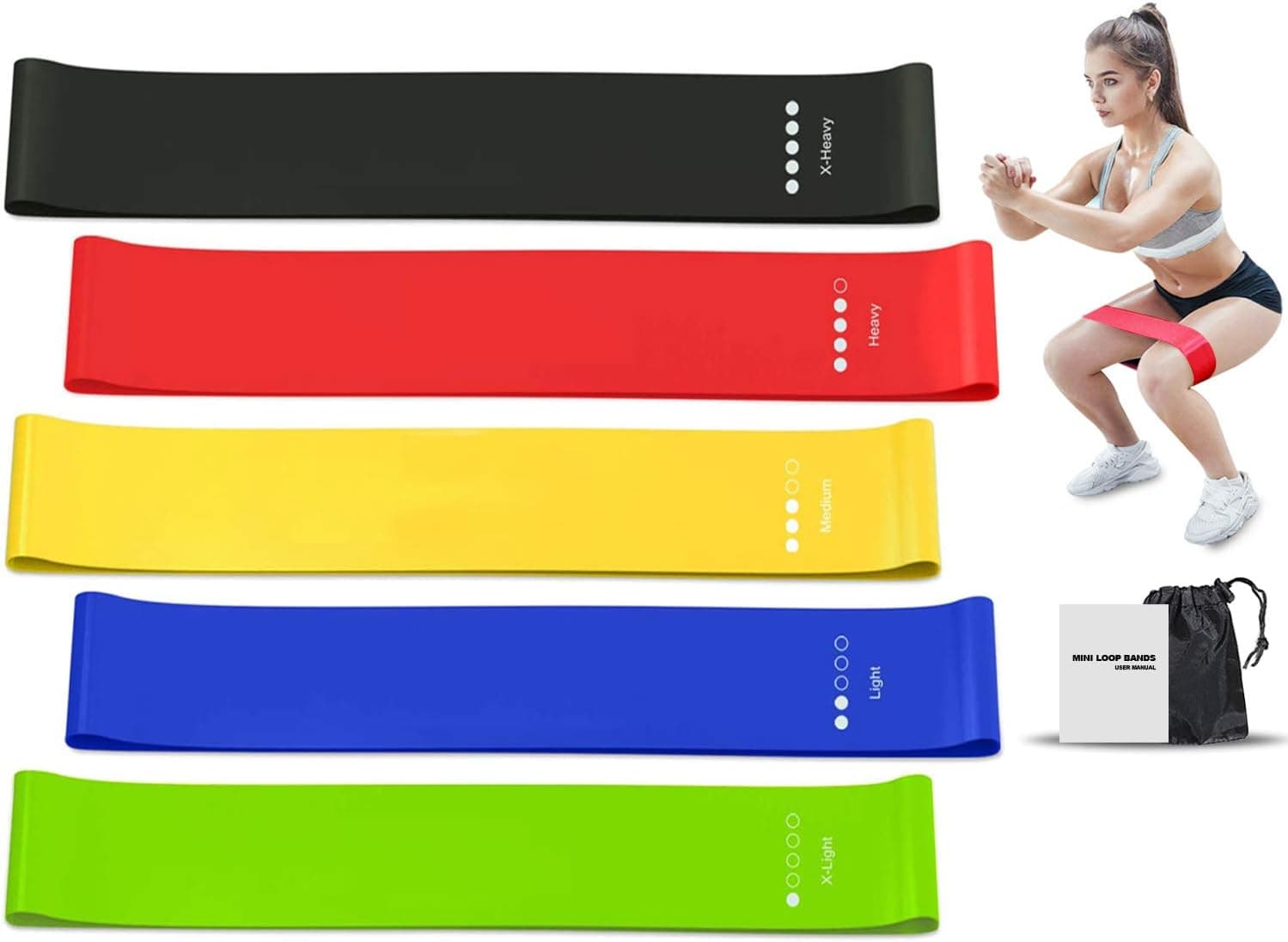 CHUHE Resistance Bands Set for Men & Women – Best Resistance Loop Bands That Don’t Roll Up,Pilates Flexbands,100% Durable Elastic Latex Workout Bands