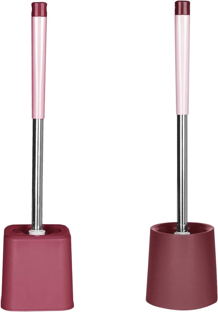 Toilet Brush and Holder Set, Wall Mounted Toilet Bowl Brush for Bathroom, 2 Pack (Nordic Pink)