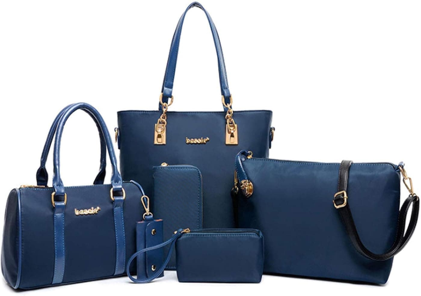 RainboSee Women Handbag and Purse 6Pcs Tote Satchel Top Handle Crossbody Shoulder Bag Clutch Wallet Key Case
