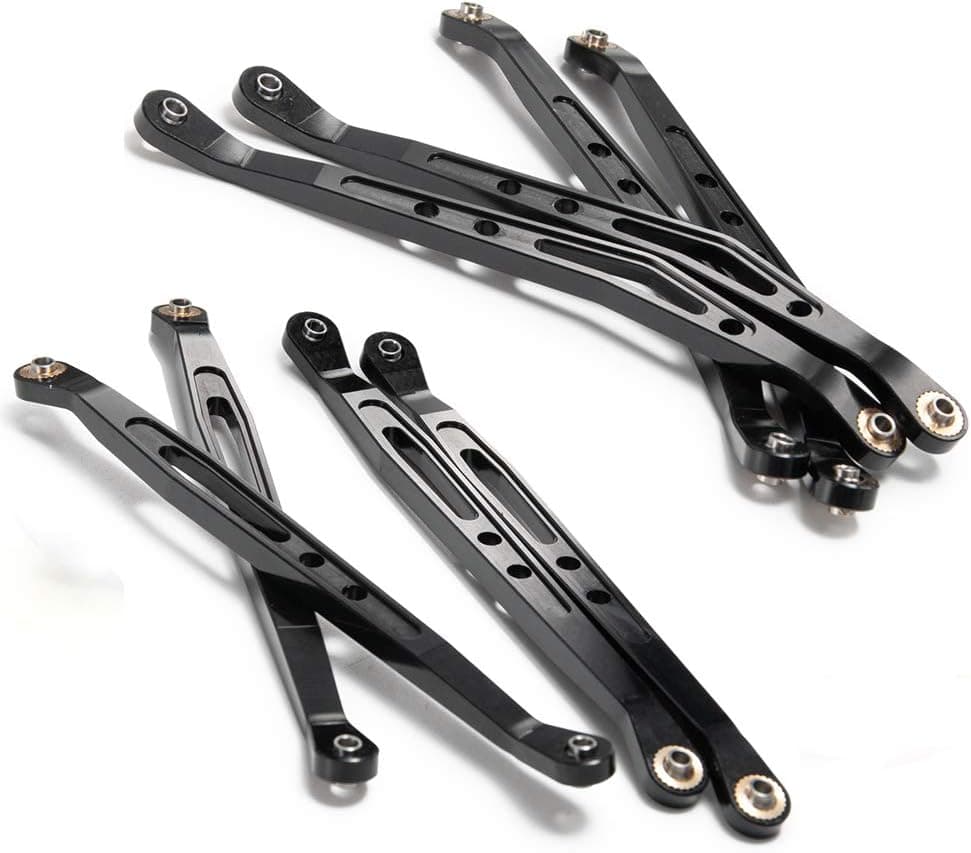 Que-T 8 Pcs Aluminum Linkage Rod Arm Set / Upper and Lower Suspension Links Set of 8 for 1/10 Axial Wraith 90018 RC Truck (Black, Type B)