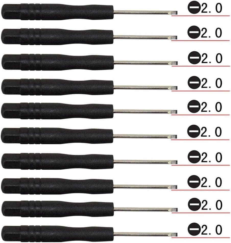 Fixinus 10 Pieces Slotted 2.0mm Flat Head Mini Screwdrivers Set for Cell Phone iPhone Samsung Tablet Laptop PC Games and Small Electronics