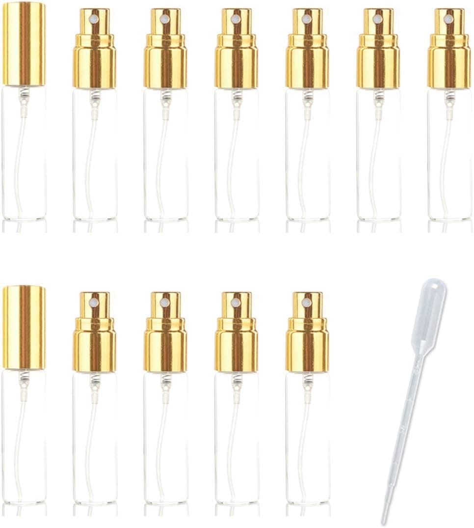 24 Pack Set 10ml Glass Perfume Empty Refillable Spray Bottle - Cosmetic Perfume Mist Clear Fine mist Atomizer Glass Bottle (12Pack Set)