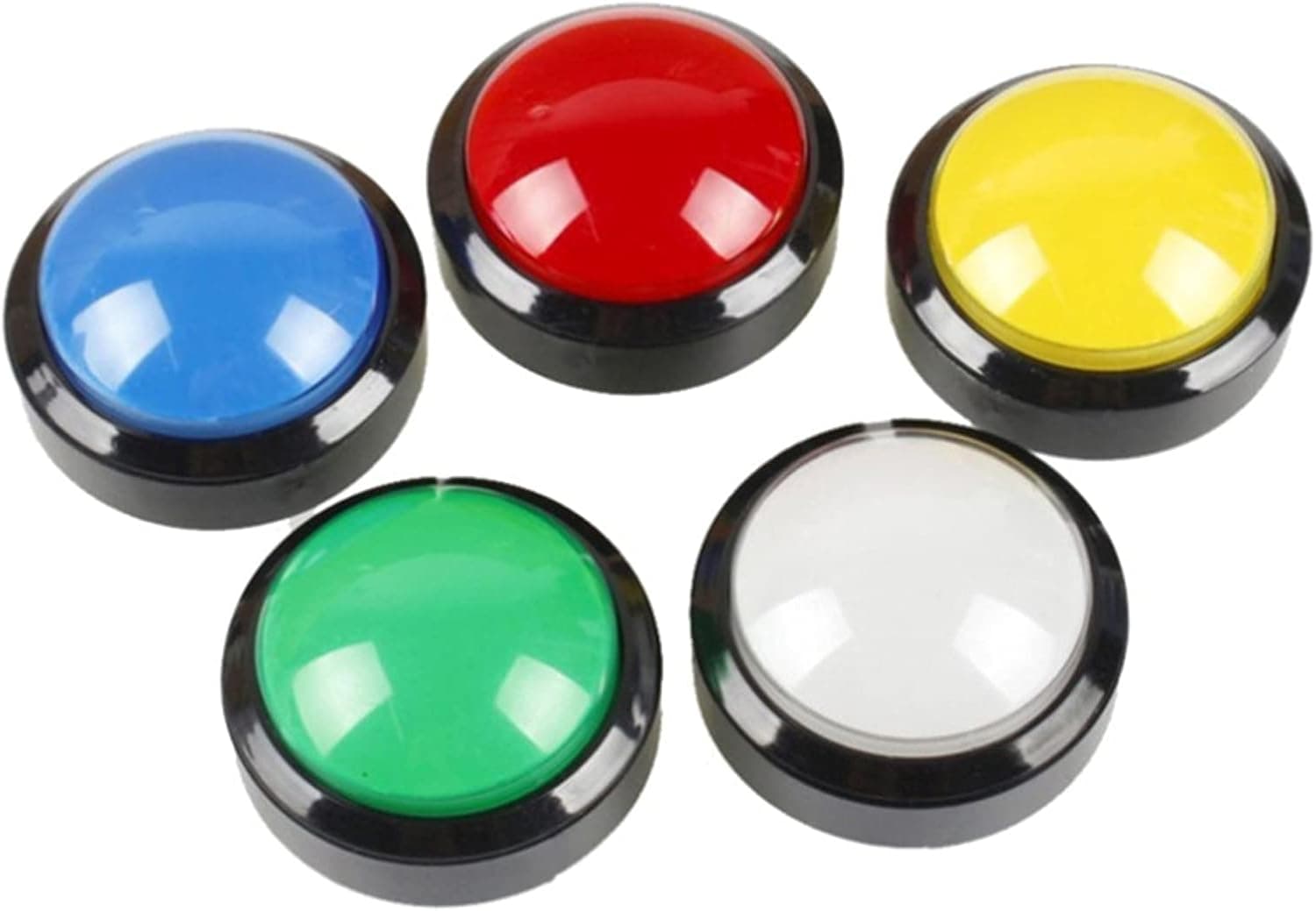 BHOLSA Arcade Button 5 Colors LED Light Lamp 60MM Convexity Big Round Arcade Video Game Player Push Button Switch (Color : White)