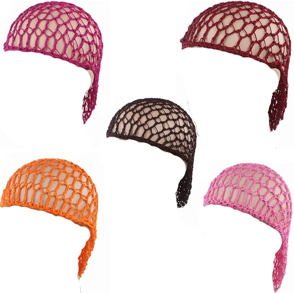 HZYFP 5Pcs Hair Net Snoods Women Crochet Snood Thick Short Hair NETS