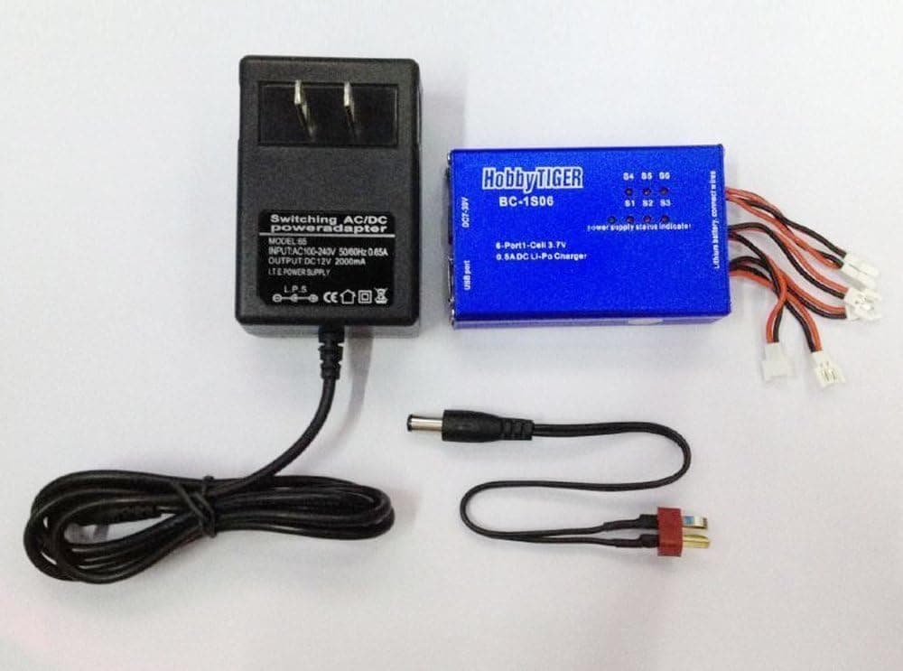 SHEING BC-1S06 1 to 6 3.7V 500mA Li-Po Battery Balance Charger for SYMA X5C / X5 X3 / F4 / X4 / X2 Hubsan H107D / X4 / H107L / H107C WL V202 V977 V930 (Without Battery)