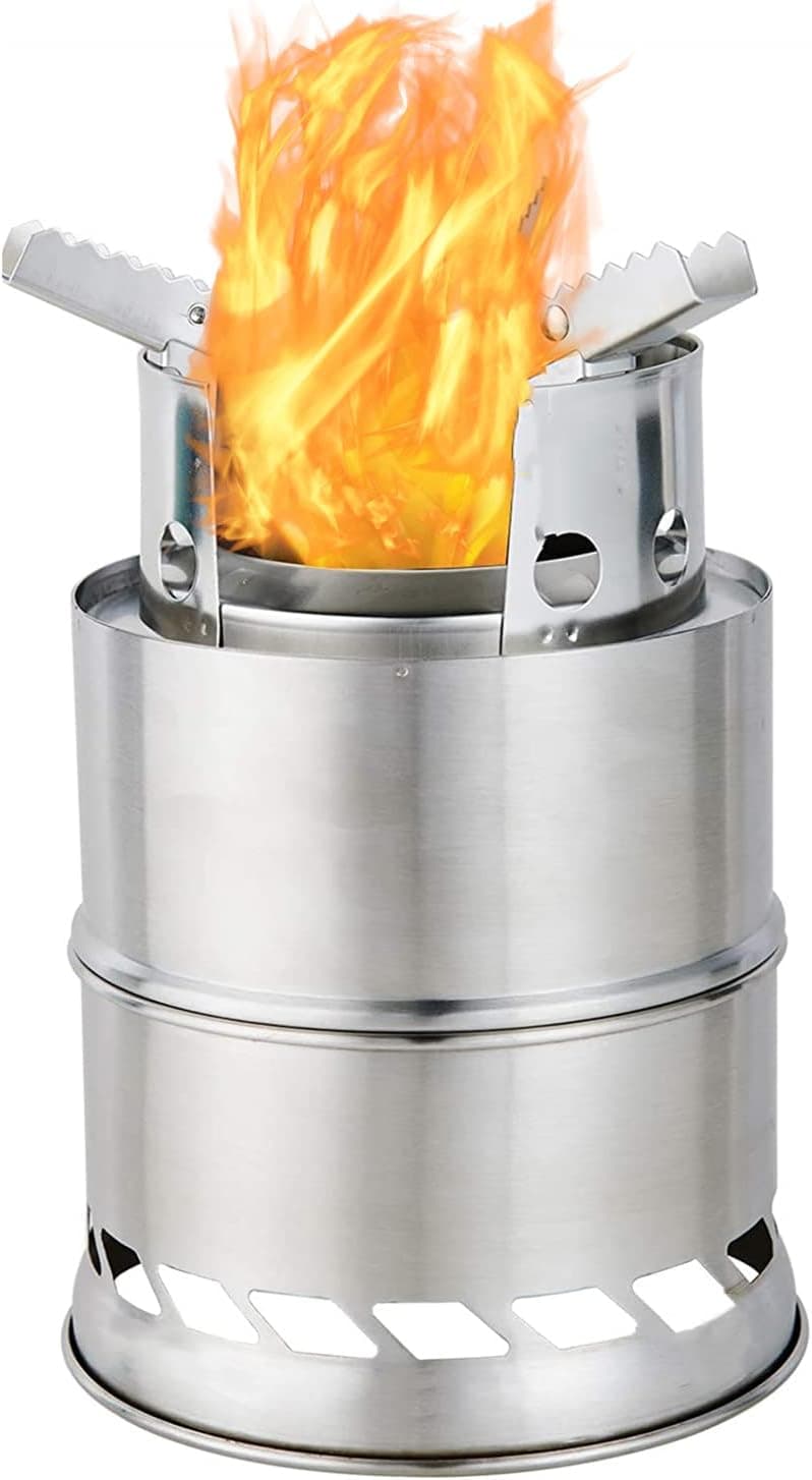EMOT Oversized Camping Stove, Large 7 Inches Outdoor Wood Stove, Camping Backpacking Stoves. Burns Twigs, NO Batteries or Liquid Fuel Gas Canister Required, 1.75 LB
