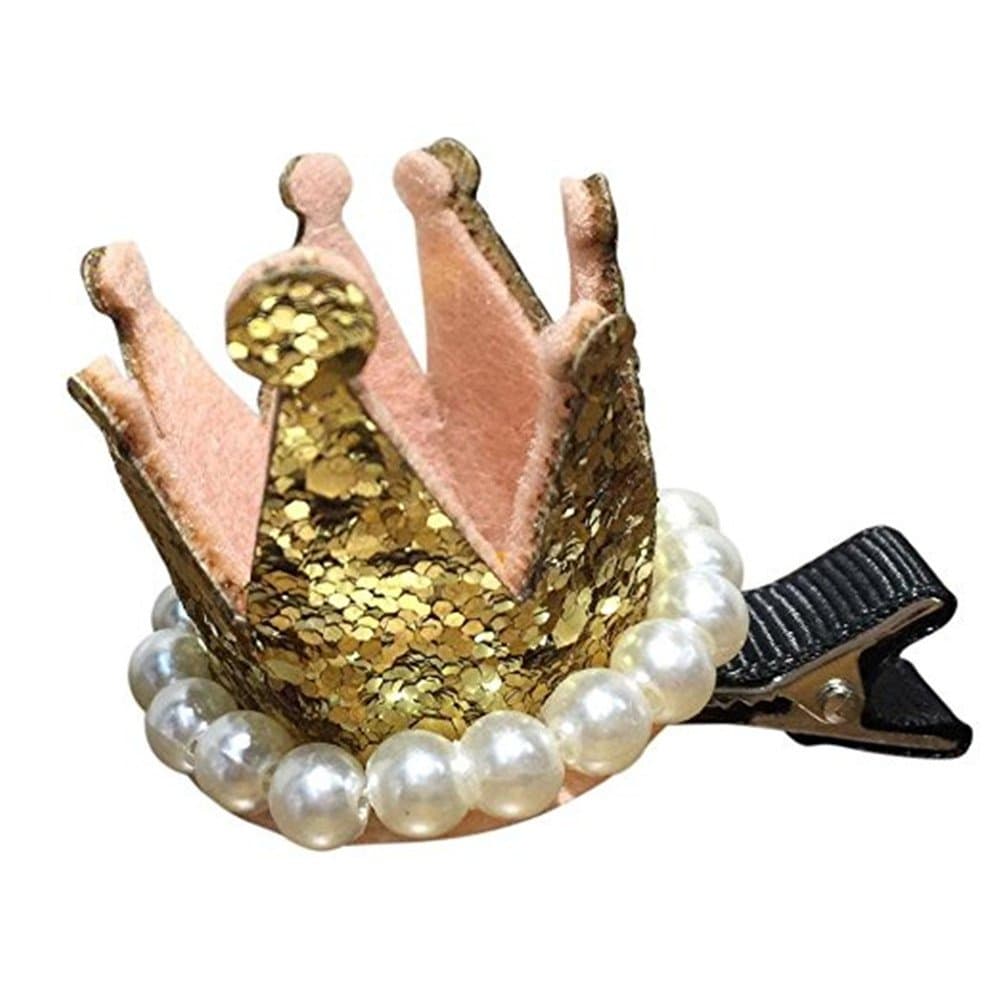 dds5391 2PCS Hair Clips Girls Princess Crown Sequins Hair Style Buckle
