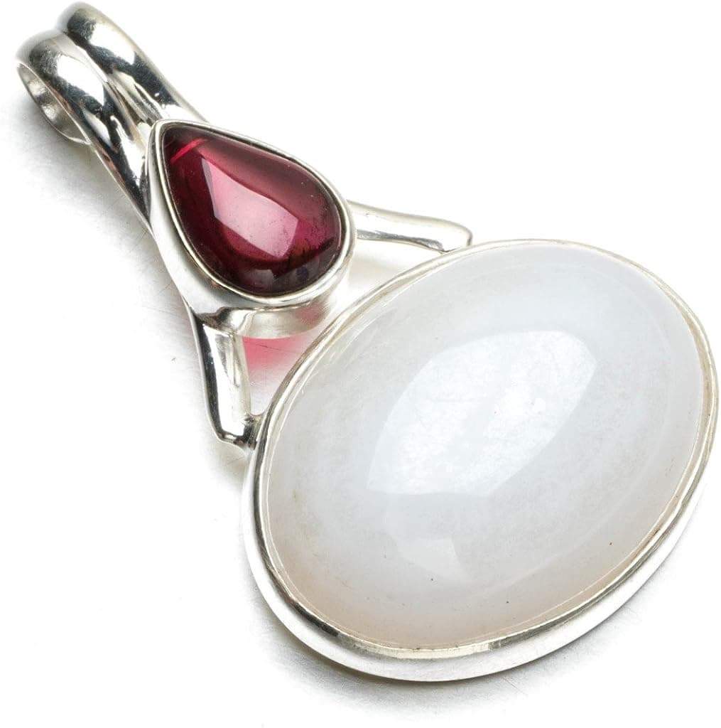 StarGems(tm Natural Agate and Amethyst Boho Style 925 Sterling Silver Pendant Necklace 1 1/2"