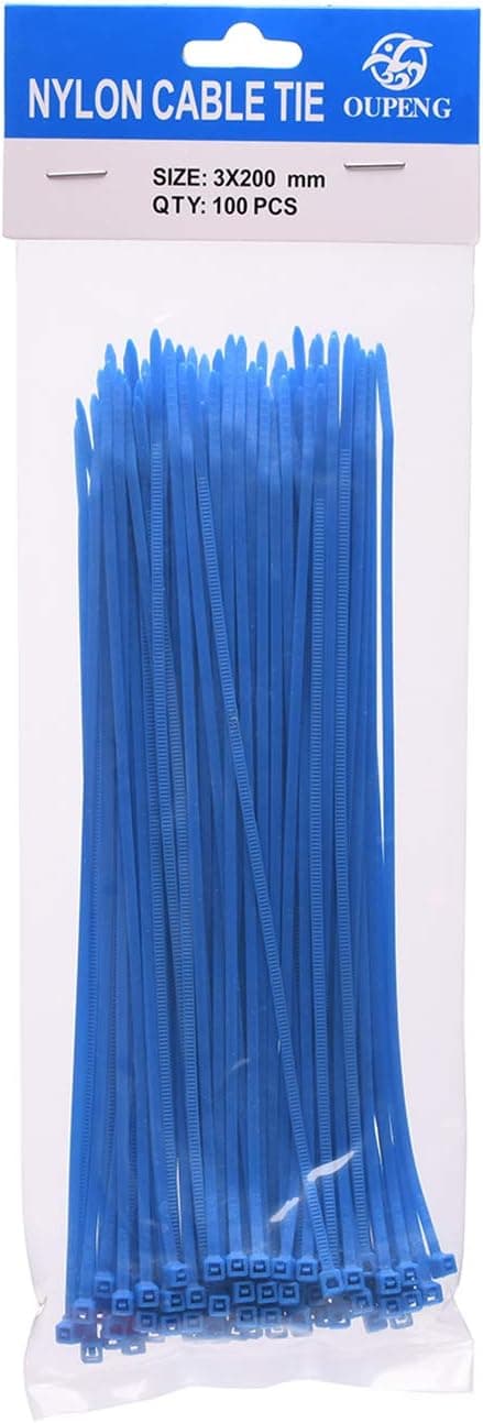 Multi-Purpose Nylon Zip Ties - (100 Piece) Self Locking Cable Ties with Ultra Strong Plastic 8", （Multiple Colors to Choose from - Blue）